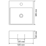 Lavandino con Foro Rubinetto in Ceramica Nero 51,5x38,5x15 cm