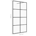 Parete per Doccia Walk-in Vetro Trasparente ESG 115x195cm Nera