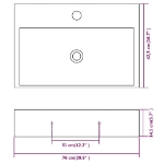 Lavandino con Foro Rubinetto in Ceramica Bianca 76x42,5x14,5 cm