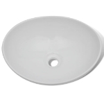 Lavello Bagno con Miscelatore in Ceramica Ovale Bianco