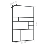 Parete Doccia Walk-in in Vetro Trasparente ESG Nera 115x195 cm