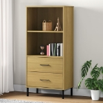 Libreria 2 Cassetti Marrone 60x35x128,5 cm Legno Massello OSLO