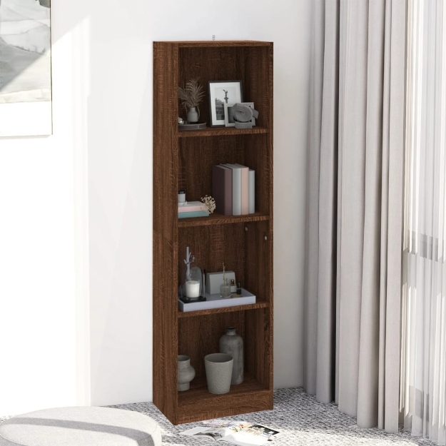 Libreria 4 Ripiani Rovere Marrone 40x24x143cm Legno Multistrato