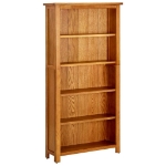 Libreria a 5 Ripiani 70x22x140 cm in Legno Massello di Rovere