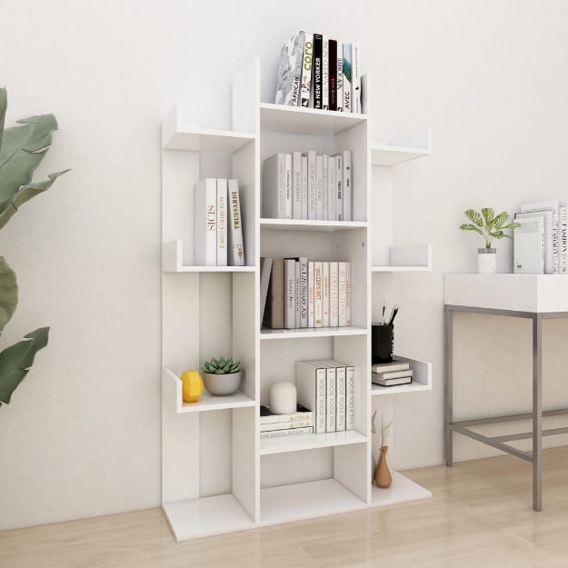 Libreria Bianca 86x25,5x140 cm in Legno Multistrato