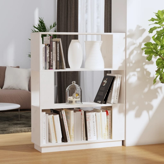 Libreria/Divisorio Bianco 80x25x101 cm Legno Massello di Pino