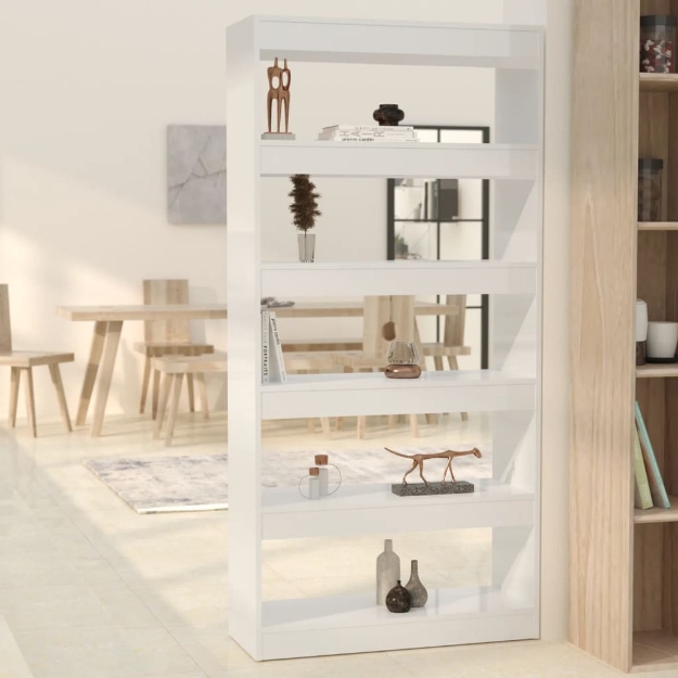 Libreria/Divisorio Bianco Lucido 80x30x166 cm in Truciolato