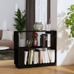 Libreria/Divisorio Nero 80x25x70 cm in Legno Massello di Pino