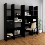 Set Libreria 4 pz Nero Lucido in Truciolato