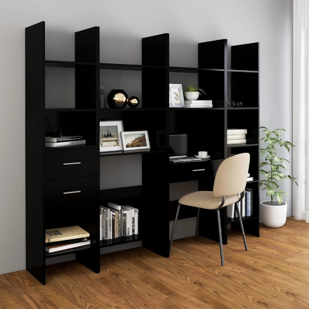 Set Libreria 4 pz Nero Lucido in Truciolato