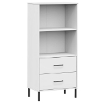 Libreria 2 Cassetti Bianco 60x35x128,5 cm Legno Massello OSLO