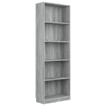 Libreria 5 Ripiani Grigio Sonoma 60x24x175 cm Legno Multistrato