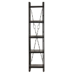 Libreria a 5 Ripiani 40x30x180 cm Nero Legno Massello di Mango