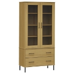 Libreria con Gambe Metallo Marrone 85x35x172,5 cm Massello OSLO