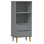 Libreria MOLDE Grigia 60x35x133,5 cm in Legno Massello di Pino