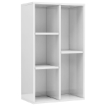 Libreria/Credenza Bianco Lucido 50x25x80 cm Legno Multistrato