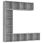 Set Mobili Libreria / Porta TV 3 pz Grigio Sonoma 180x30x180 cm