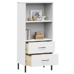 Libreria 2 Cassetti Bianco 60x35x128,5 cm Legno Massello OSLO