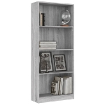 Libreria 4 Ripiani Grigio Sonoma 60x24x142 cm Legno Multistrato