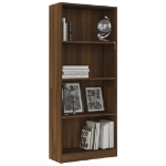 Libreria 4 Ripiani Rovere Marrone 60x24x142cm Legno Multistrato