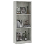 Libreria a 3 Ripiani Cemento 40x24x108 cm in Legno Multistrato