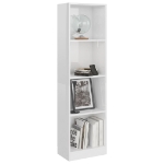 Libreria 4 Ripiani Bianco Lucido 40x24x142 cm Legno Multistrato