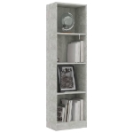 Libreria a 4 Ripiani Cemento 40x24x142 cm in Legno Multistrato