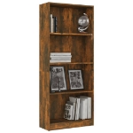 Libreria a 4 Ripiani Rovere Fumo 60x24x142 cm Legno Multistrato