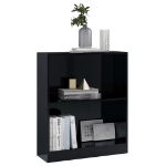 Libreria Nero Lucido 60x24x74,5 cm in Legno Multistrato