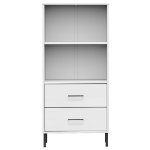 Libreria 2 Cassetti Bianco 60x35x128,5 cm Legno Massello OSLO