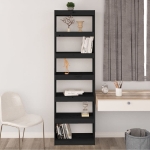 Libreria/Divisorio Nero 60x30x199,5 cm Legno Massello di Pino