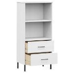 Libreria 2 Cassetti Bianco 60x35x128,5 cm Legno Massello OSLO