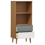 Libreria MOLDE Marrone 60x35x133,5 cm in Legno Massello di Pino