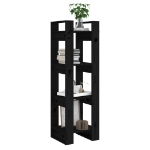 Libreria/Divisorio Nero 41x35x125 cm in Legno Massello di Pino