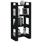 Libreria/Divisorio Nero 80x35x125 cm Legno Massello