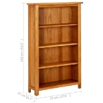 Libreria a 4 Ripiani 70x22x110 cm in Legno Massello di Rovere