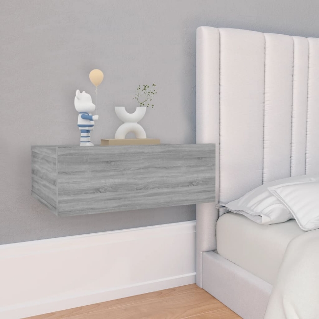 Comodini Pensili Grigio Sonoma 2pz 40x30x15cm Legno Multistrato