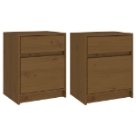 Comodini 2 pz Marrone Miele 40x31x50 cm Legno Massello di Pino