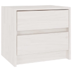 Comodino Bianco 40x30,5x35,5 cm in Legno Massello di Pino