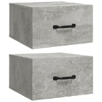 Comodini a Muro 2 pz Grigio Cemento 35x35x20 cm