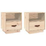 Comodini Grigio 2 pz 40x34x45 cm in Legno Massello di Pino