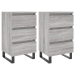 Comodini 2pz Grigio Sonoma 40x35x69 cm in Legno Multistrato