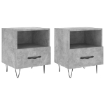 Comodini 2 pz Grigio Cemento 40x35x47,5 cm in Legno Multistrato