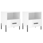 Comodini 2 pz Bianco Lucido 40x35x47,5 cm in Legno Multistrato