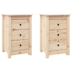 Comodini 2 pz 40x35x61,5 cm in Legno Massello di Pino