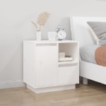 Comodini 2 pz Bianco 50x34x50 cm in Legno Massello di Pino