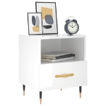 Comodini 2 pz Bianco Lucido 40x35x47,5 cm in Legno Multistrato