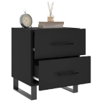 Comodino Nero 40x35x47,5 cm in Legno Multistrato