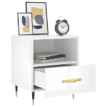 Comodini 2 pz Bianco Lucido 40x35x47,5 cm in Legno Multistrato