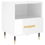 Comodini 2 pz Bianco Lucido 40x35x47,5 cm in Legno Multistrato